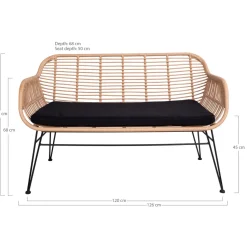 Sofa Trieste z podłokietnikami polirattan naturalny