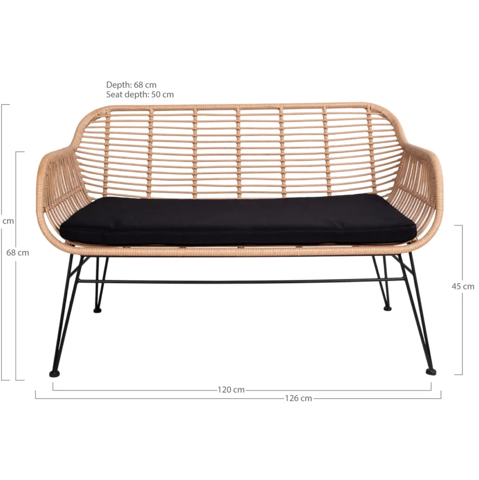 Sofa Trieste z podłokietnikami polirattan naturalny