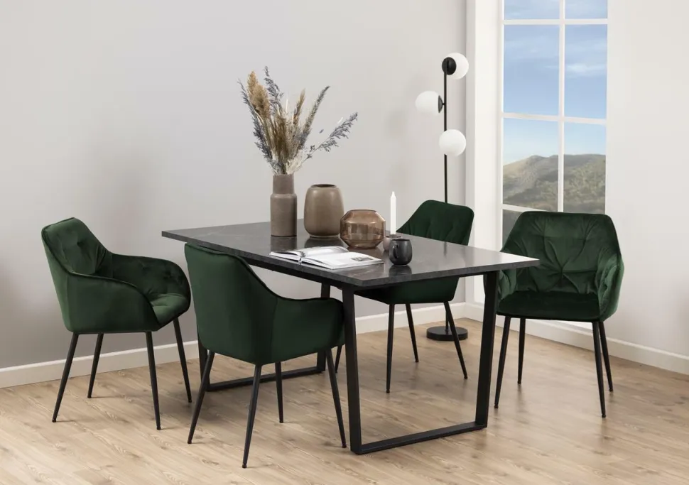 Stół Amble 160x90cm czarny marmurowy w stylu hampton