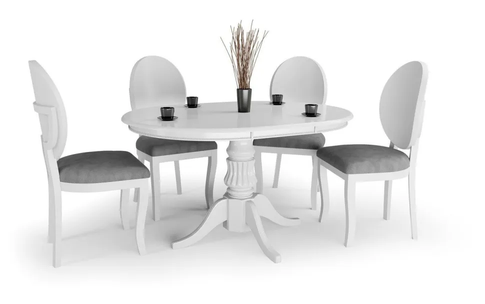 Stół Bator okragły rozkładany biały