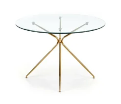 Stół Dore okrągły, transparentny/ złoty