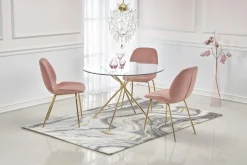 Stół Dore okrągły, transparentny/ złoty