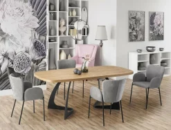 Stół Dovel rozkładany, dąb naturalny/czarny