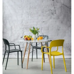 Stół DTW 100 cm biały/naturalny okrągły