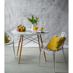 Stół DTW 100 cm biały/naturalny okrągły