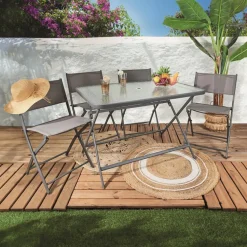 Stół Formentera ze szkła hartowanego szary