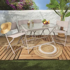 Stół Formentera ze szkła hartowanego      beżowy