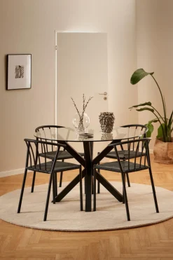 Stół Heaven 119 cm okragły czarny/        transparentny