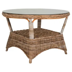 Stół Larisa 120cm rattan/szkło