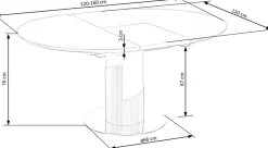 Stół Moette okrągły, rozkładany marmur