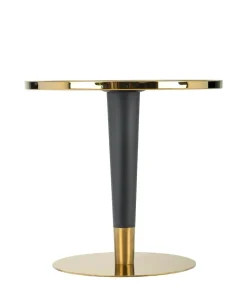 Stół Mosa okrągły, biały marmur, czarny