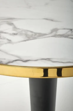 Stół Mosa okrągły, biały marmur, czarny