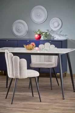 Stół Nicolalla 140 biały marmur/czarny