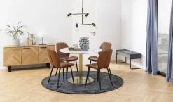 Stół okrągły Corby marmur/złoty