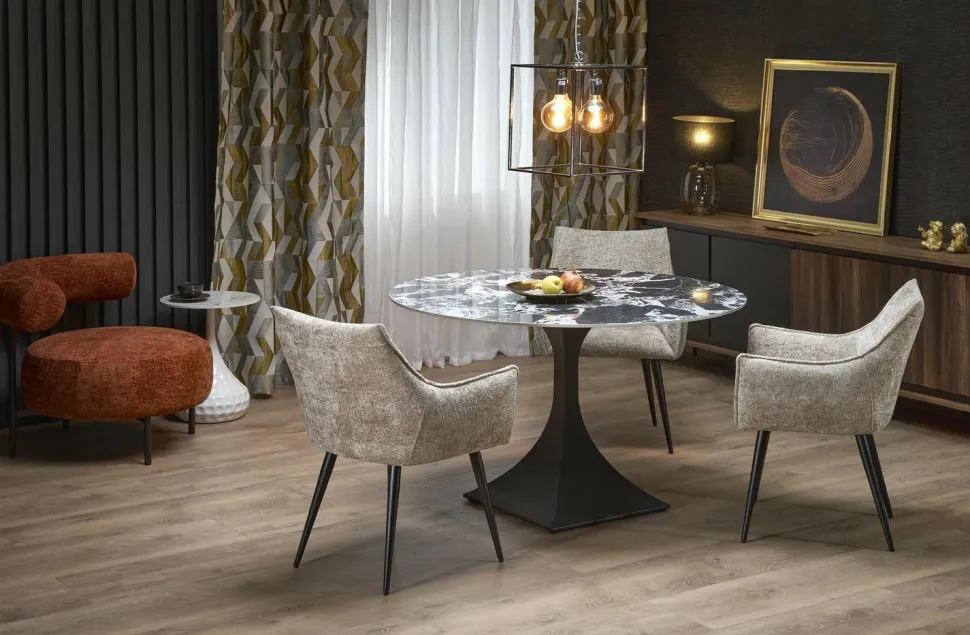 Stół okrągły Gives czarny marmur