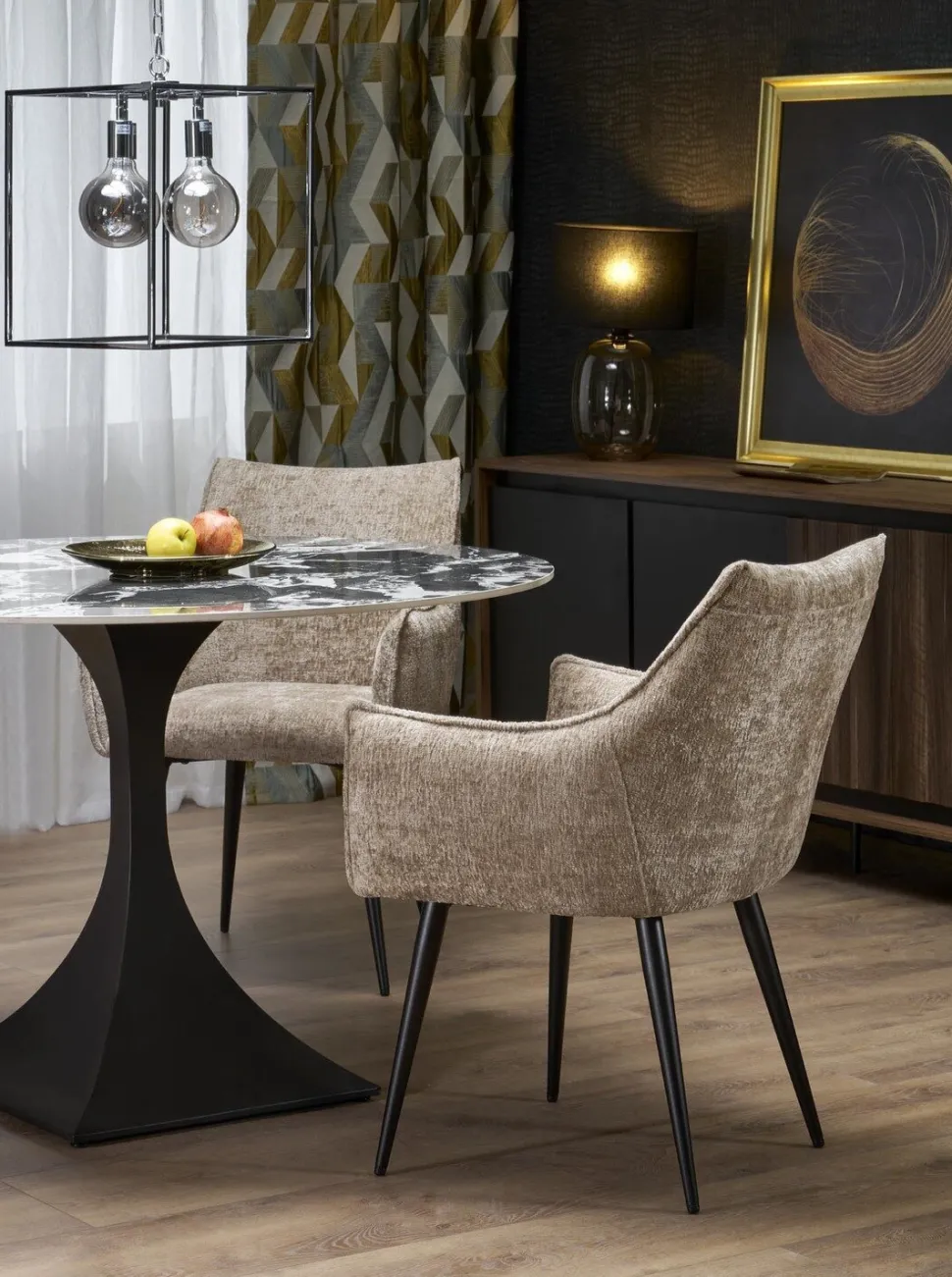 Stół okrągły Gives czarny marmur