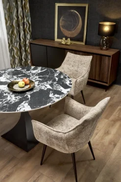 Stół okrągły Gives czarny marmur