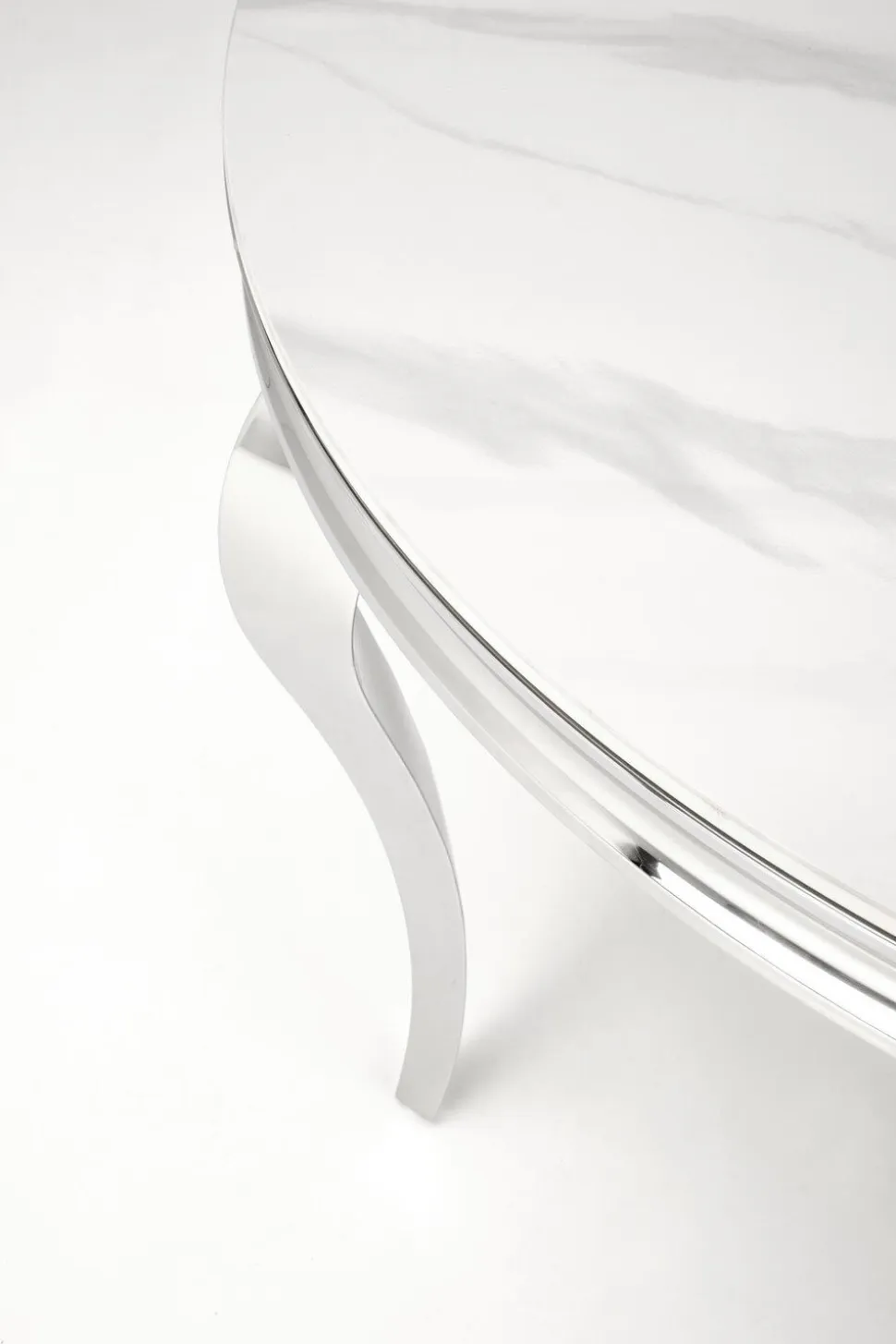 Stół okrągły Munya biały/srebrny