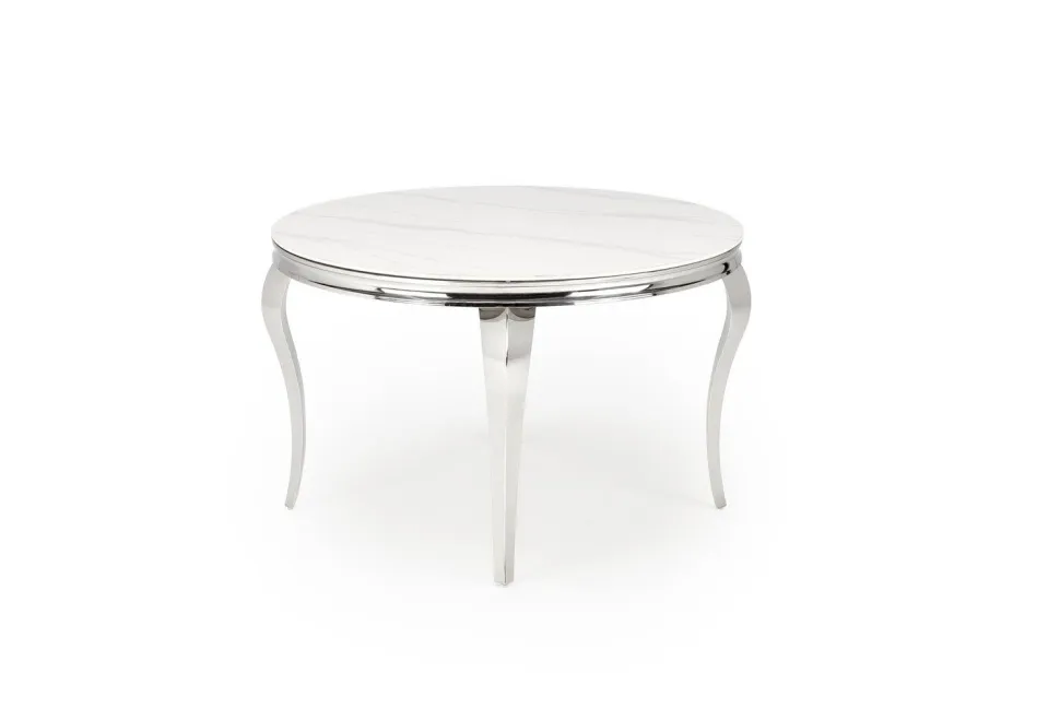 Stół okrągły Munya biały/srebrny