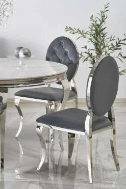 Stół okrągły Munya biały/srebrny