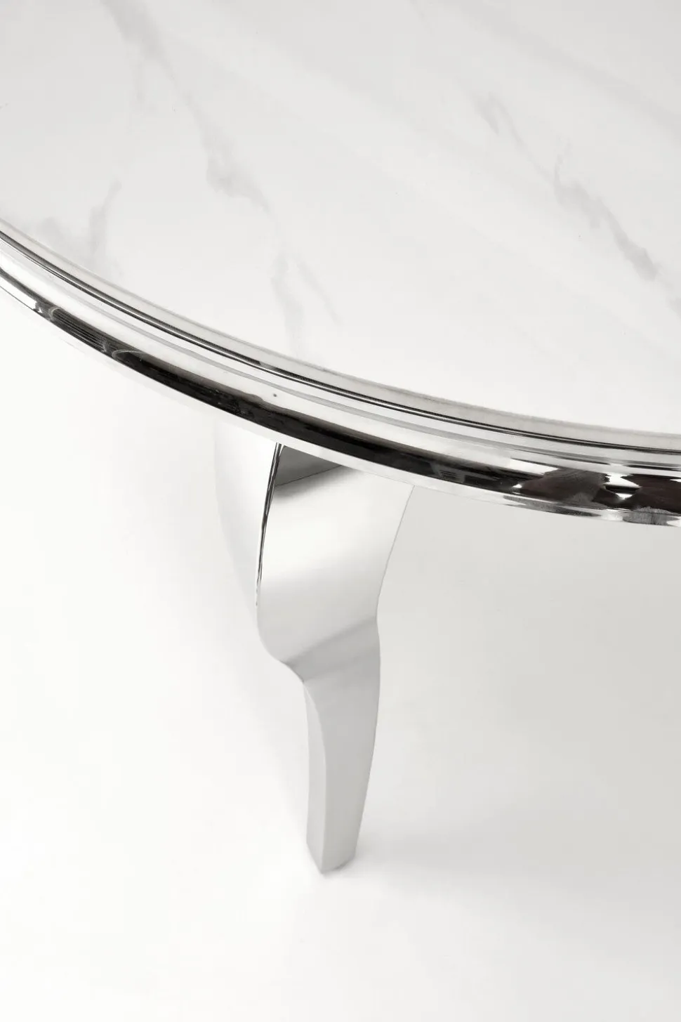 Stół okrągły Munya biały/srebrny