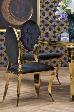 Stół okrągły Munya czarny/złoty