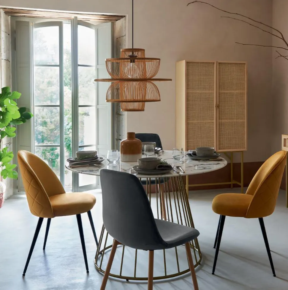 Stół okrągły Rayo marmur/ złoty