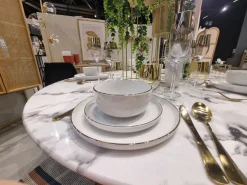 Stół okrągły Rayo marmur/ złoty