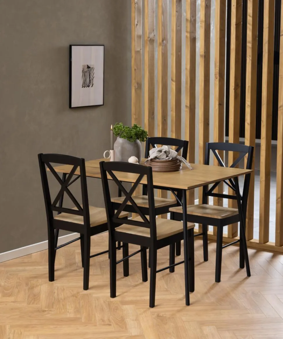 Stół Peru 120x80cm dąb/czarny