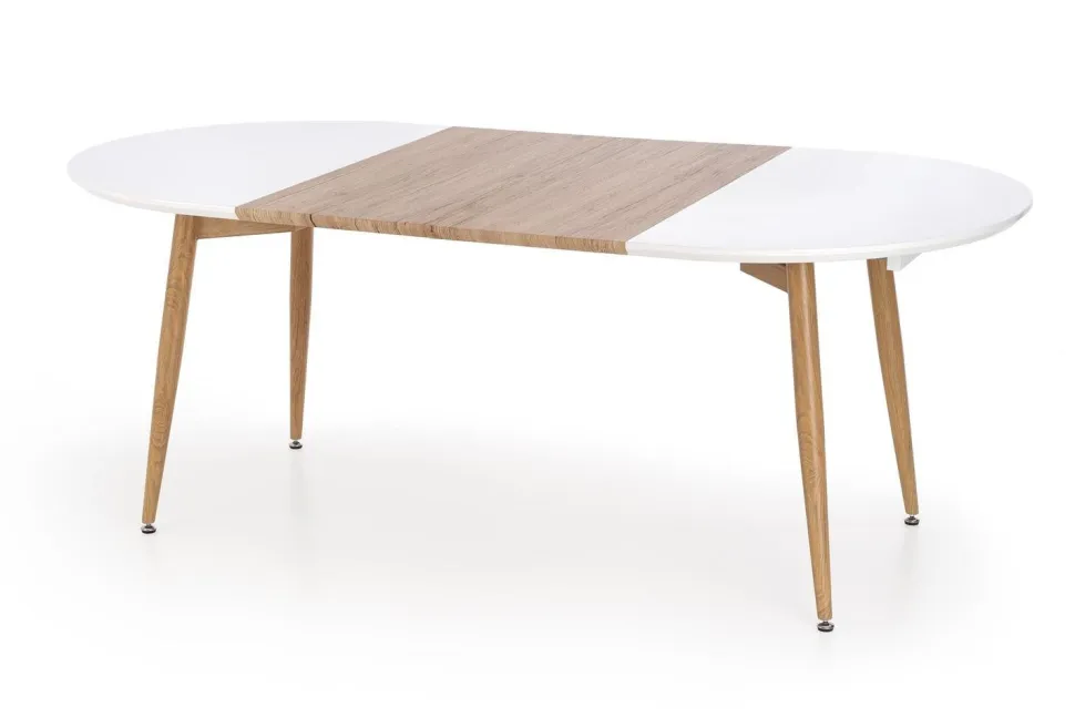 Stół Rebi rozkładany biały / dąb san