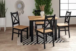 Stół Ronda 70x100cm dąb złoty/ czarny