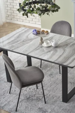 Stół Rowel rozkładany, biały marmur/popielaty