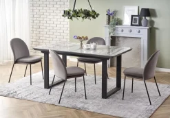 Stół Rowel rozkładany, biały marmur/popielaty