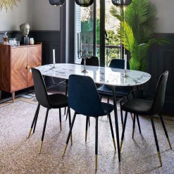 Stół Roxas marmur/czarny