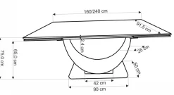Stół rozkładany Abigray biały/czarny 92/160-240cm