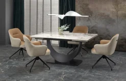 Stół rozkładany Abigray biały/czarny 92/160-240cm