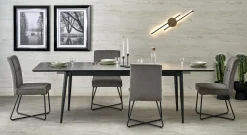 Stół rozkładany Ariaster popielaty marmur/czarny 90/180-260cm