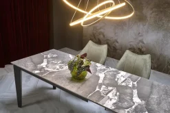 Stół rozkładany Asniki popielaty marmur/czarny 81/141-201cm