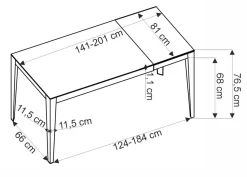Stół rozkładany Asniki popielaty marmur/czarny 81/141-201cm