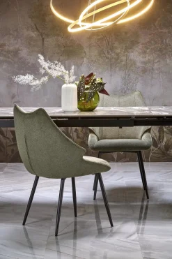 Stół rozkładany Asniki popielaty marmur/czarny 81/141-201cm