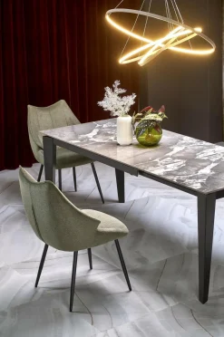 Stół rozkładany Asniki popielaty marmur/czarny 81/141-201cm