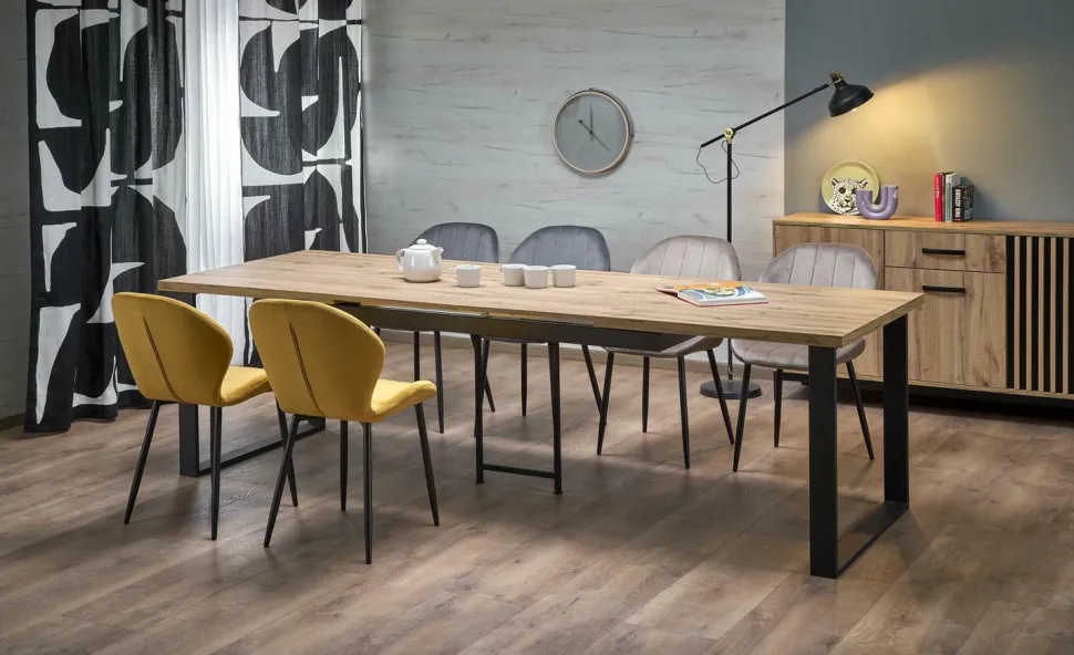 Stół rozkładany Vernon dąb wotan/czarny 90/160-310cm