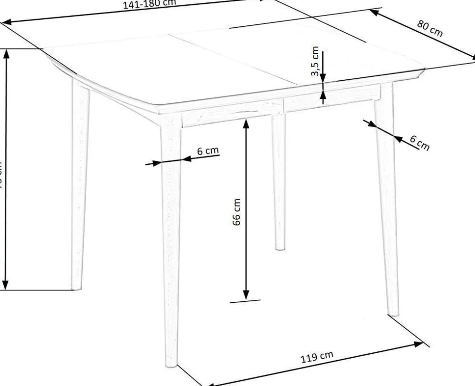 Stół Terra rozkładany biały mat/dąb