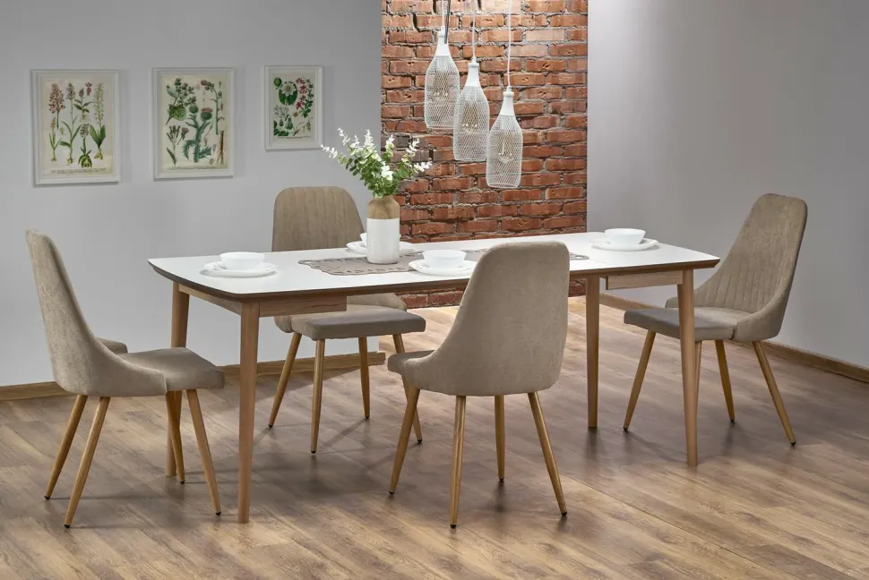 Stół Terra rozkładany biały mat/dąb