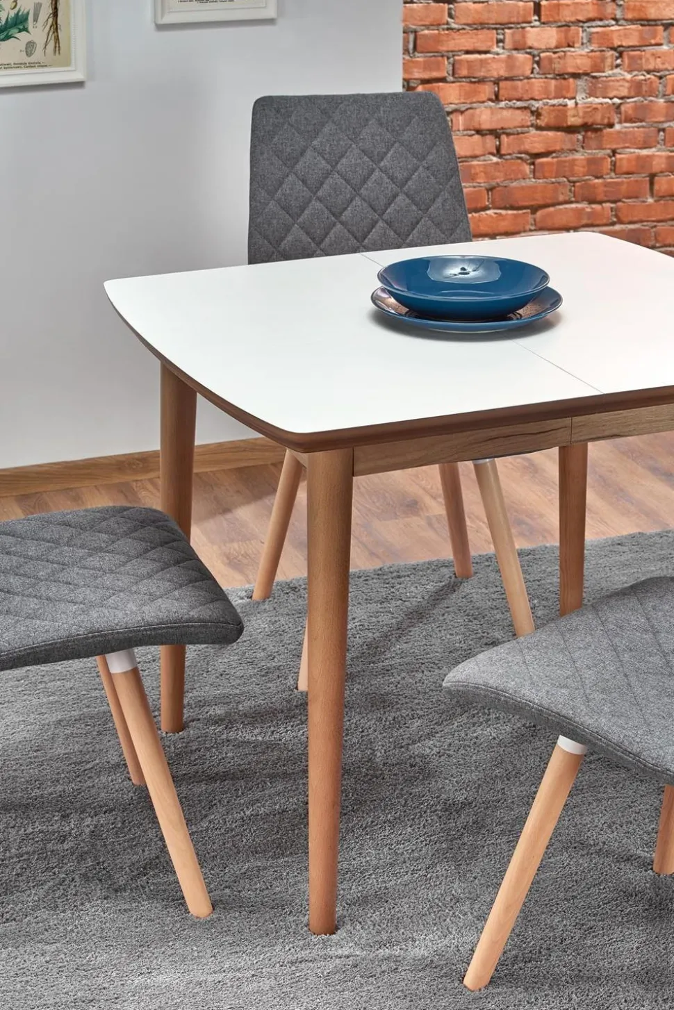 Stół Terra rozkładany biały mat/dąb