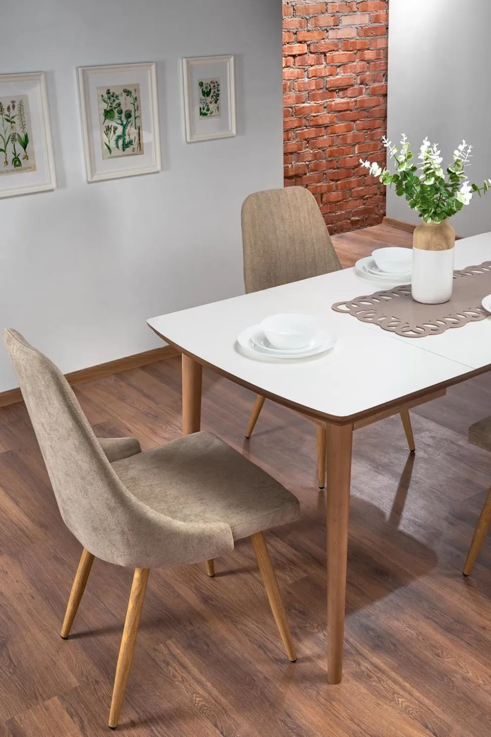 Stół Terra rozkładany biały mat/dąb