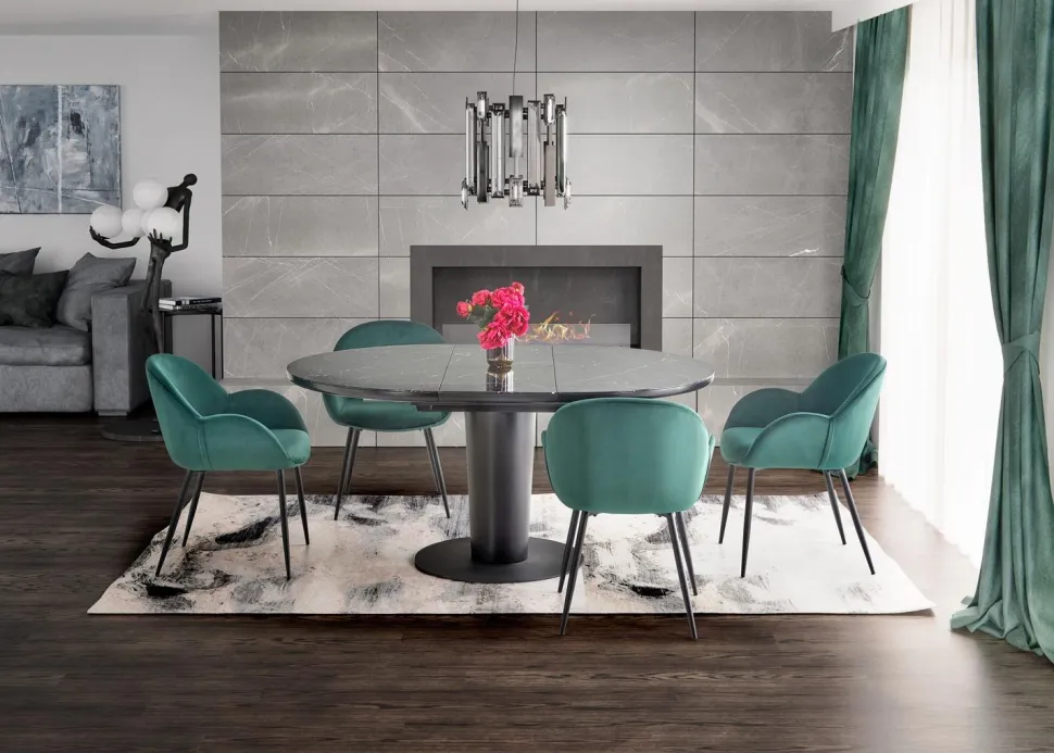 Stół Tiano okrągły rozkładany, czarny