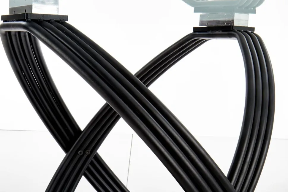 Stół Ticco okrągły transparentny/ czarny