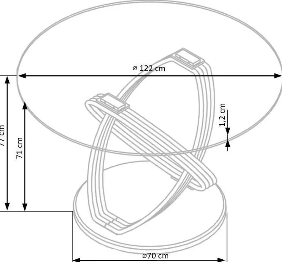 Stół Ticco okrągły transparentny/ czarny