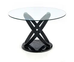 Stół Ticco okrągły transparentny/ czarny